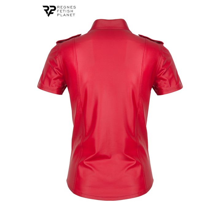 Chemise manches courtes wetlook rouge Carlo - Regnes - Oralove