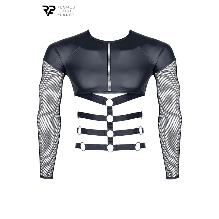 T-shirt harnais wetlook et maille - Regnes - Oralove