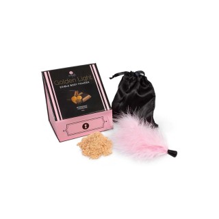 Kit poudre comestible chocolat aphrodisiaque et plumeau - Secret Play - Oralove