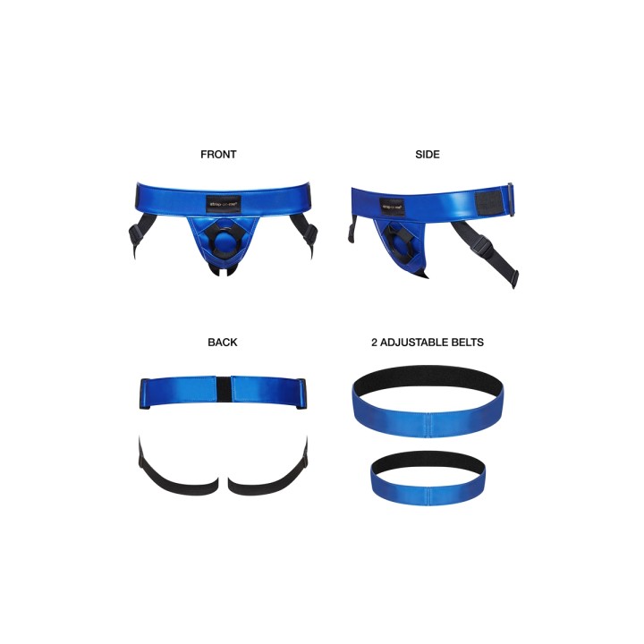 Harnais Curious bleu métallique - Strap On Me - Oralove