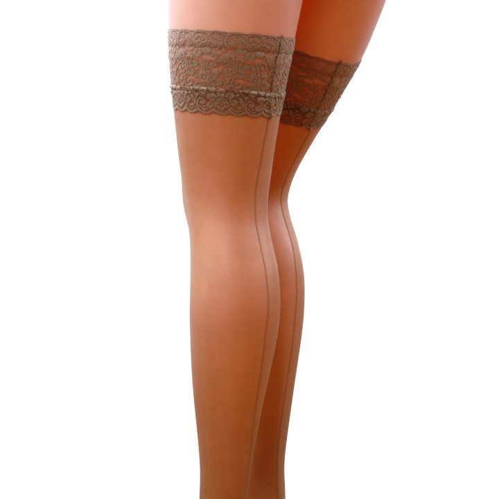 Bas couture ST022 beige 17 deniers - Passion - Oralove