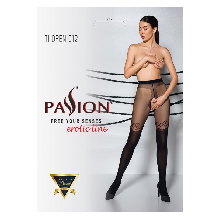 Collants ouverts TI012 20/40 deniers - noir - Oralove
