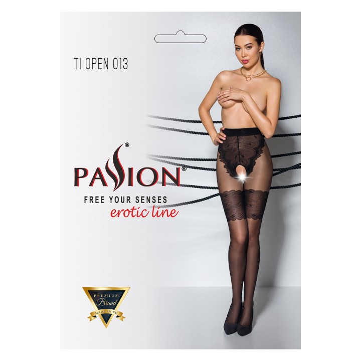 Collants ouverts TI013 20/40 deniers - noir - Oralove