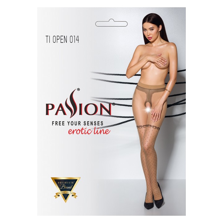 Collants ouverts TI014 20 deniers - beige - Oralove