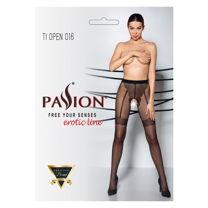 Collants ouverts TI016 20 deniers - noir - Oralove