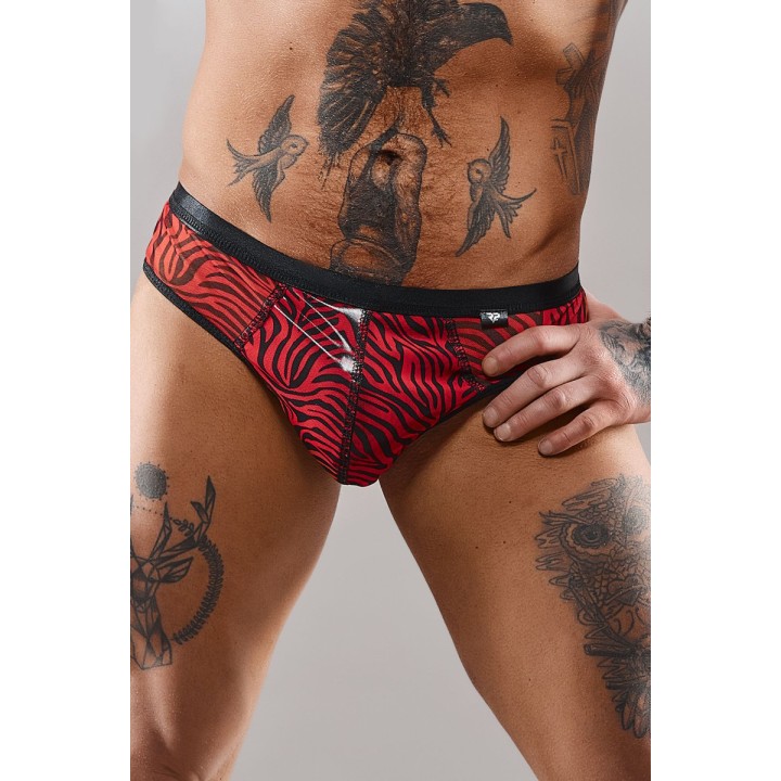 Slip type brésilien zébré rouge et noir - Regnes - Oralove