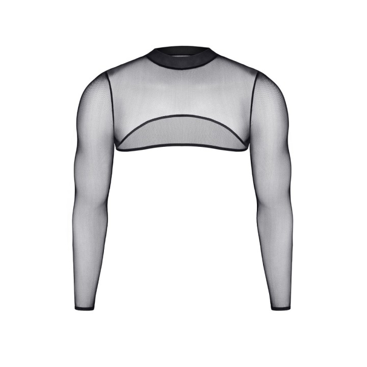 Crop top tulle noir transparent - Regnes - Oralove