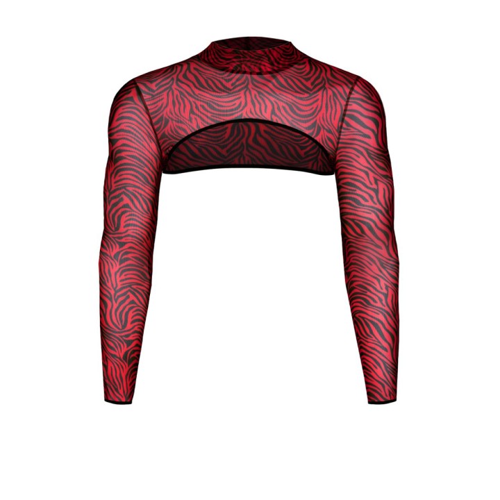 Crop top tulle zébré rouge et noir - Regnes - Oralove