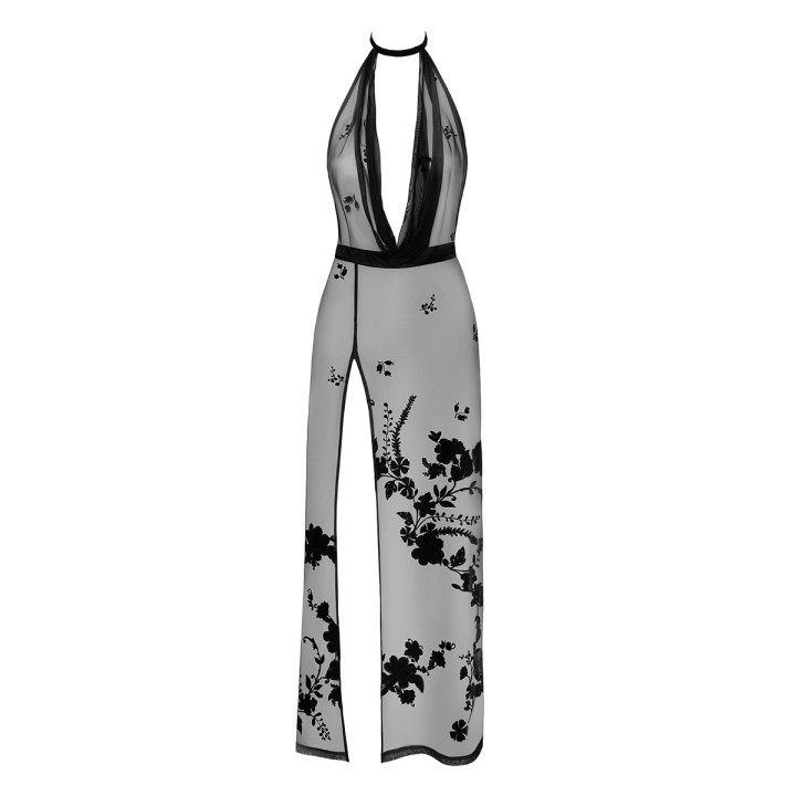 Robe longue dos nu Divinity F312 tulle floqué - Oralove