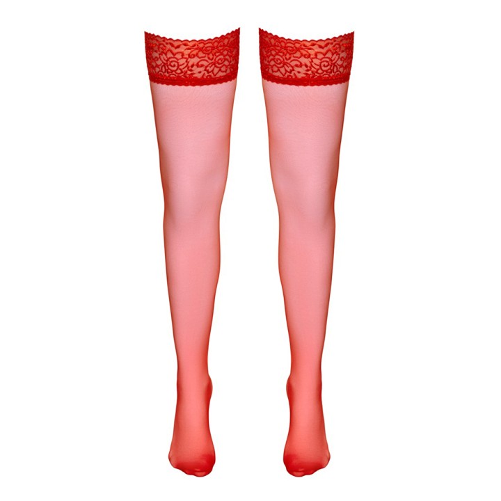 Bas autofixants rouge - Cotelli Legwear - Oralove