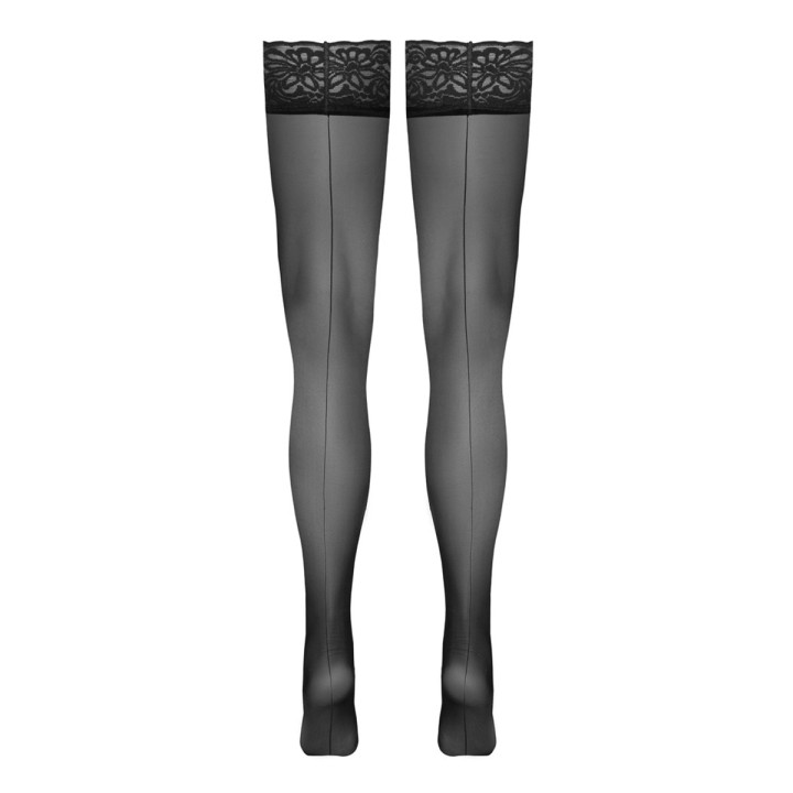 Bas autofixants noir Hold up 3 - Cotelli Legwear - Oralove