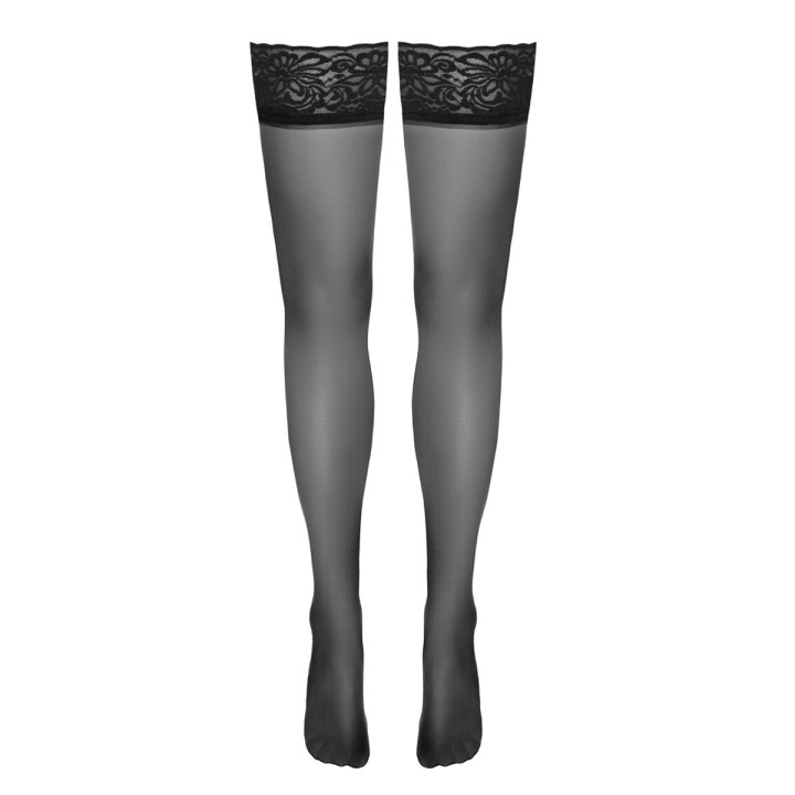 Bas autofixants noir Hold up 3 - Cotelli Legwear - Oralove