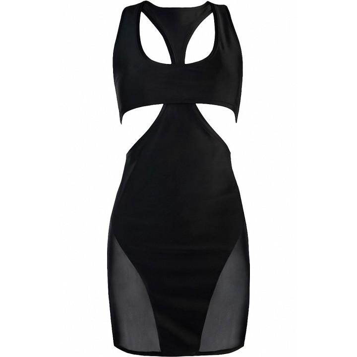 Robe moulante noire V-10619 - Axami - Oralove