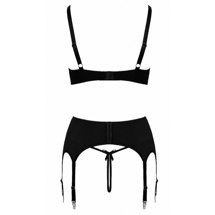Ensemble coquin ouvert 3 pièces gris - Cottelli Lingerie - Oralove