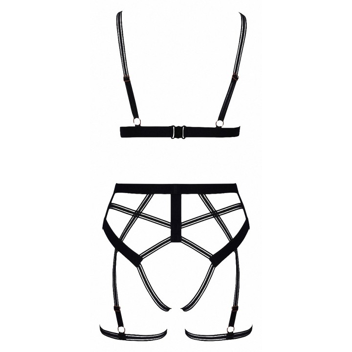 Set lingerie BDSM harnais noir - Cotelli Lingerie - Oralove