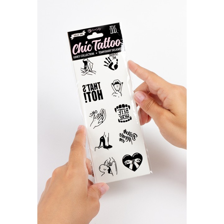 10 tatouages temporaires Kinky Collection - Secret Play - Oralove