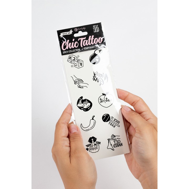 10 tatouages temporaires Spicy Collection - Secret Play - Oralove