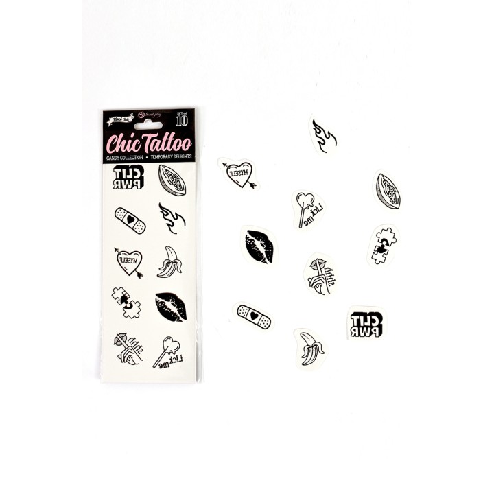 10 tatouages temporaires Candy Collection - Secret Play - Oralove