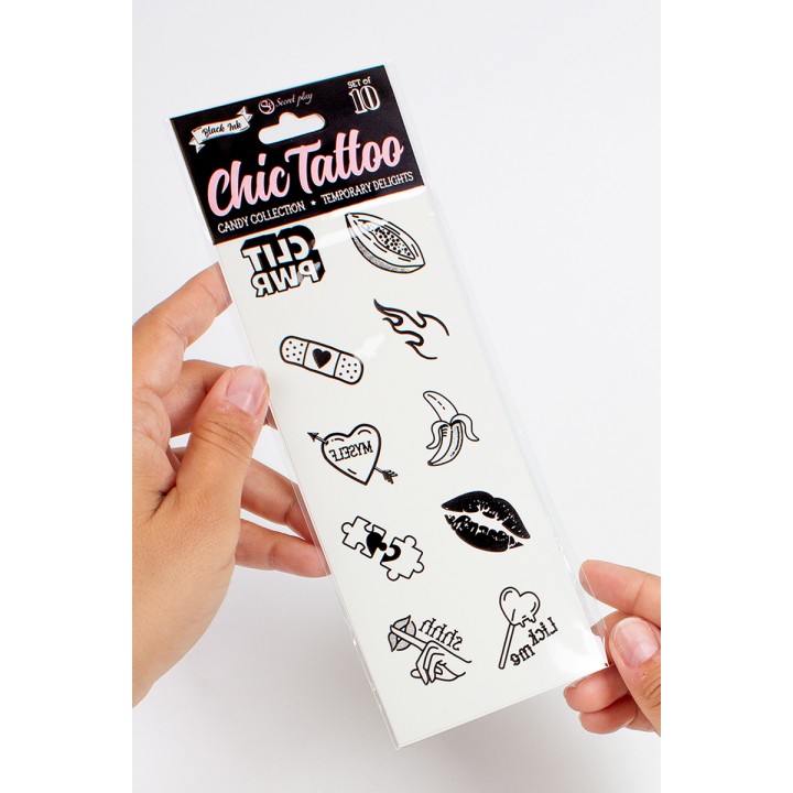 10 tatouages temporaires Candy Collection - Secret Play - Oralove