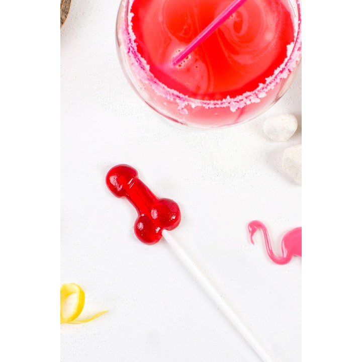 Sucette pénis daiquiri fraise avec alcool - Oralove
