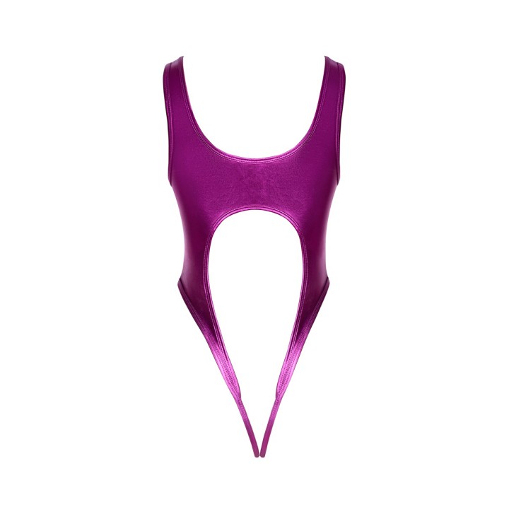 Body rose métallisé ouvert à l'entrejambe - Cotelli Lingerie - Oralove