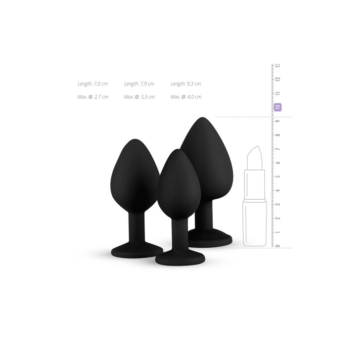 Kit entrainement 3 Butt plugs noir - Easy Toys - Oralove