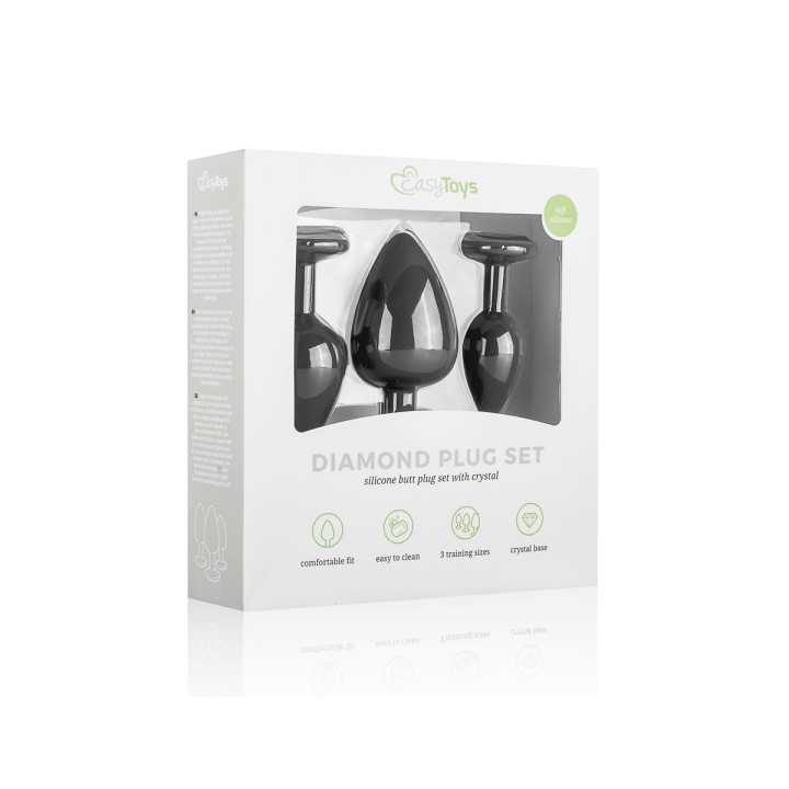 Kit entrainement 3 Butt plugs noir - Easy Toys - Oralove