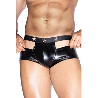Boxer sexy noir avec ouvertures - J Lingerie - Oralove