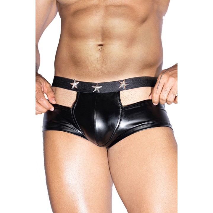 Boxer sexy noir avec ouvertures - J Lingerie - Oralove