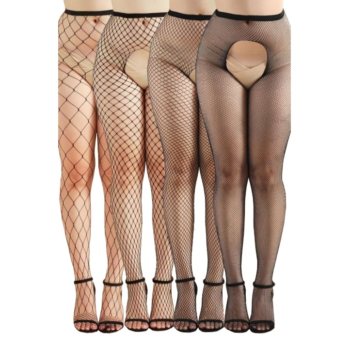 Pack 4 collants ouverts résille - Oralove