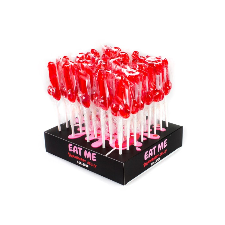 Présentoir de 40 sucettes pénis à la fraise - Oralove