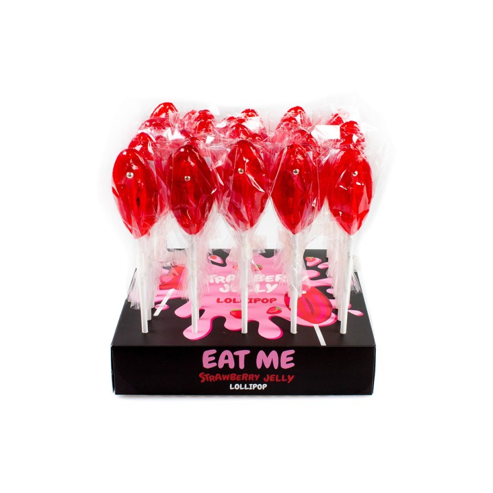Présentoir de 40 sucettes vulve à la fraise - Oralove