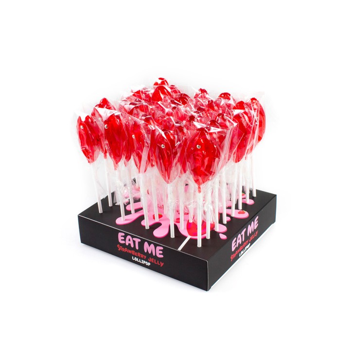 Présentoir de 40 sucettes vulve à la fraise - Oralove