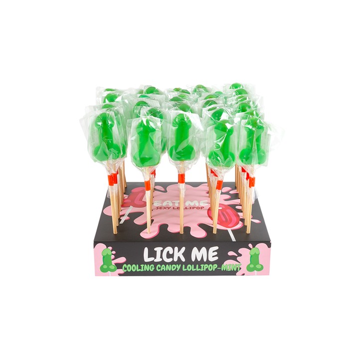 Présentoir de 40 sucettes pénis à la menthe avec effet rafraichissant - Oralove