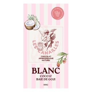 Chocolat blanc coco et baie de goji - Tablette 100g - Les canailles - Oralove