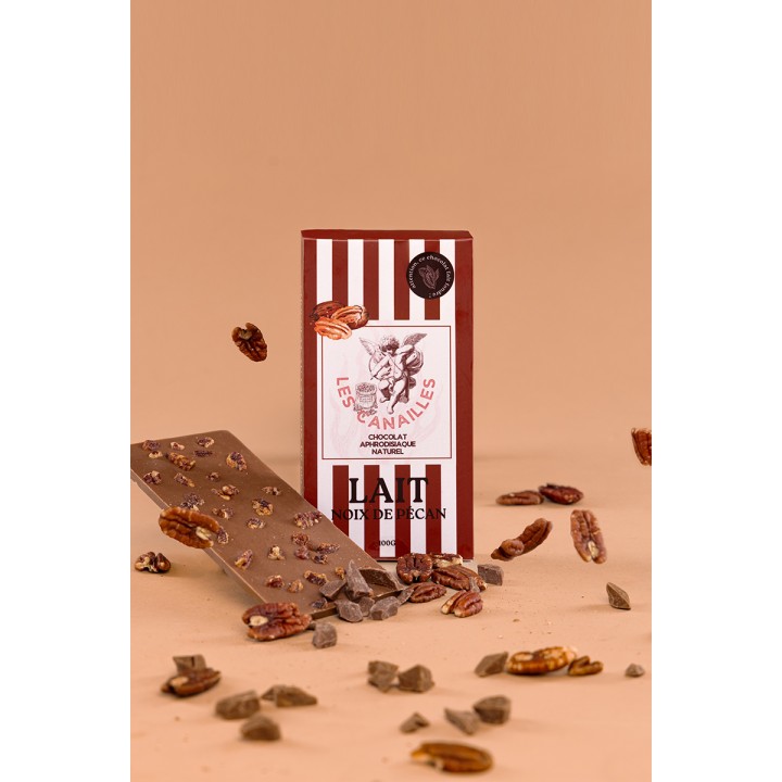 Chocolat au lait noix de pécan - Tablette 100g - Les canailles - Oralove