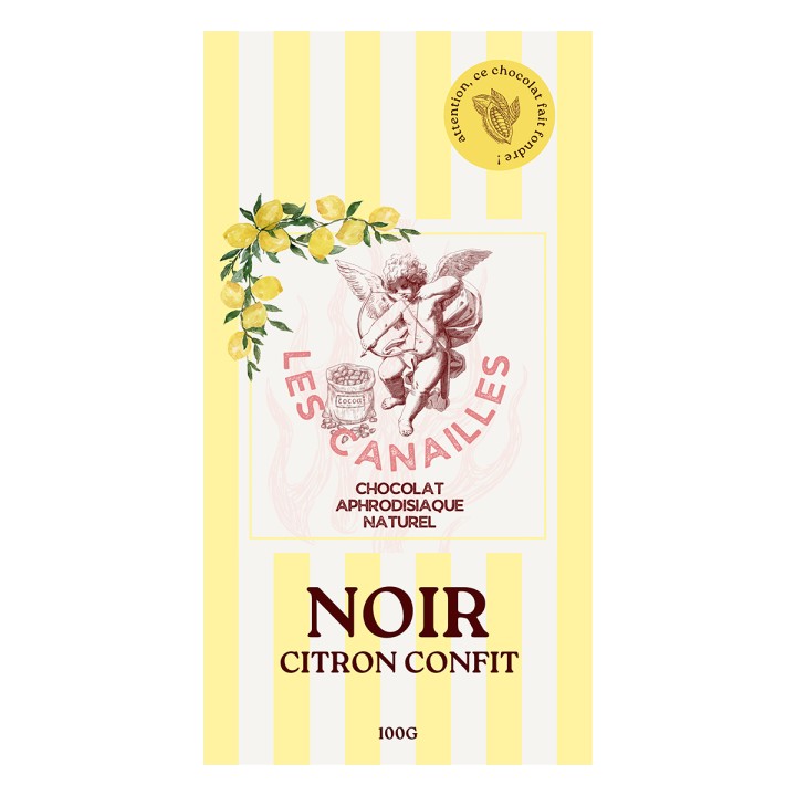 Chocolat noir citron confit - Tablette 100g - Les canailles - Oralove