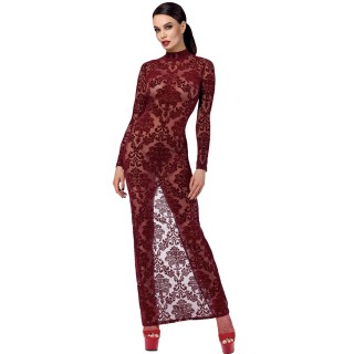 Robe fendue en tulle floqué Kink Royal F383 - Noir Handmade - Oralove