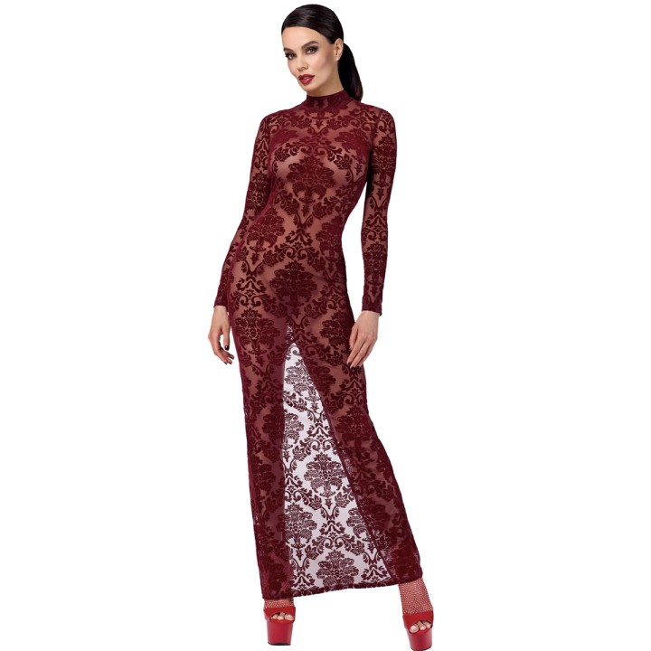 Robe fendue en tulle floqué Kink Royal F383 - Noir Handmade - Oralove