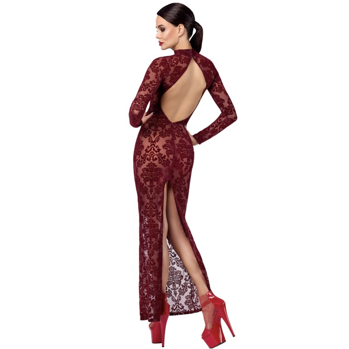 Robe fendue en tulle floqué Kink Royal F383 - Noir Handmade - Oralove