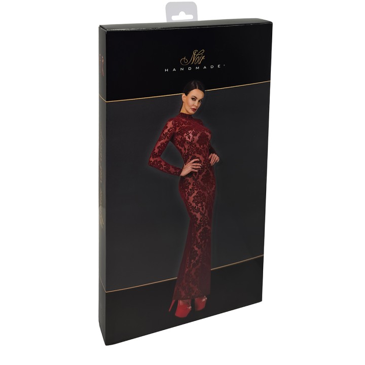 Robe fendue en tulle floqué Kink Royal F383 - Noir Handmade - Oralove