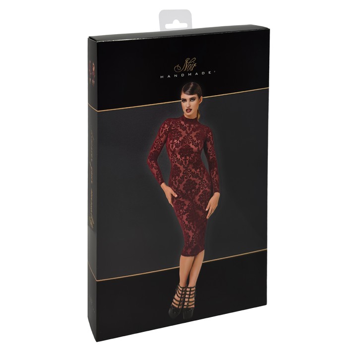 Robe fourreau en tulle floqué Kink Royal F384 - Noir Handmade - Oralove
