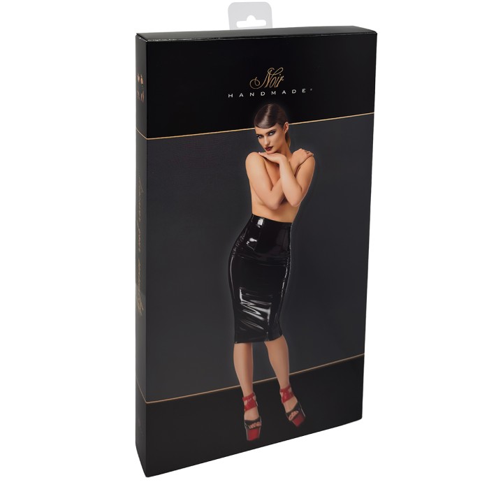 Jupe fendue en vinyle Dominae F378 - Noir Handmade - Oralove