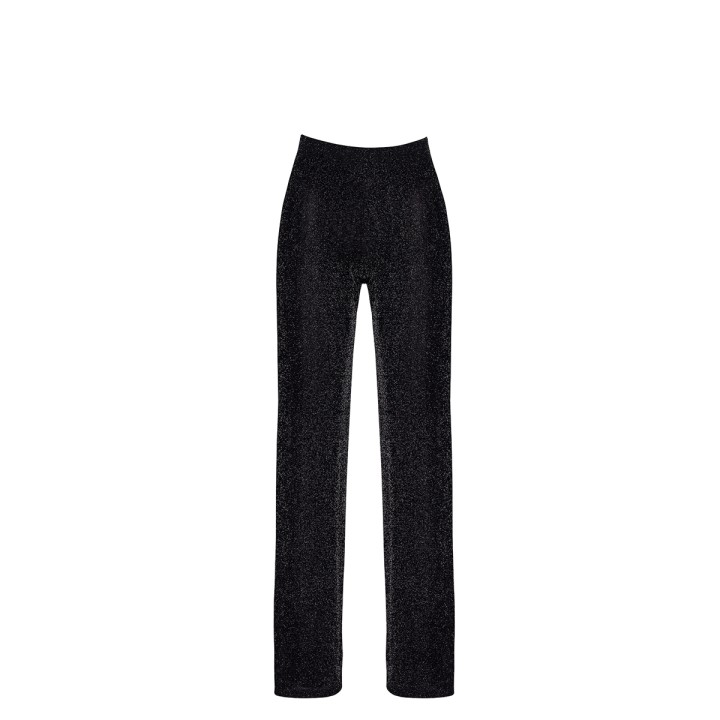 Pantalon en maille pailletée Onyx F374 - Noir Handmade - Oralove