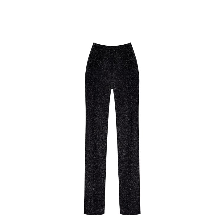 Pantalon en maille pailletée Onyx F374 - Noir Handmade - Oralove
