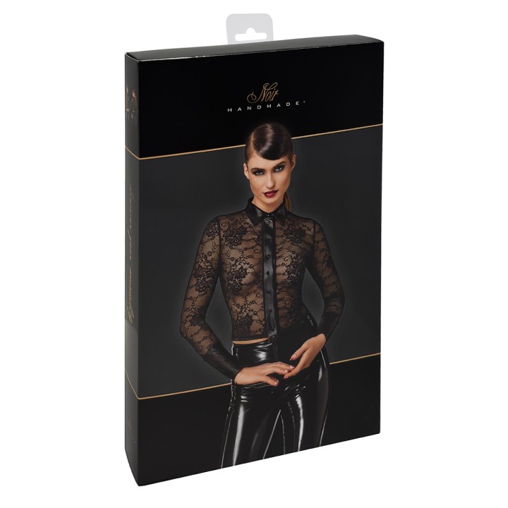 Chemise dentelle Noirelle F377 - Noir Handmade - Oralove
