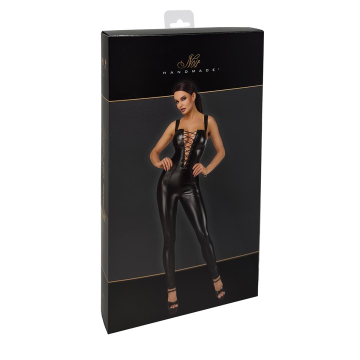 Combinaison lacée en wetlook Vixen F362 - Noir Handmade - Oralove