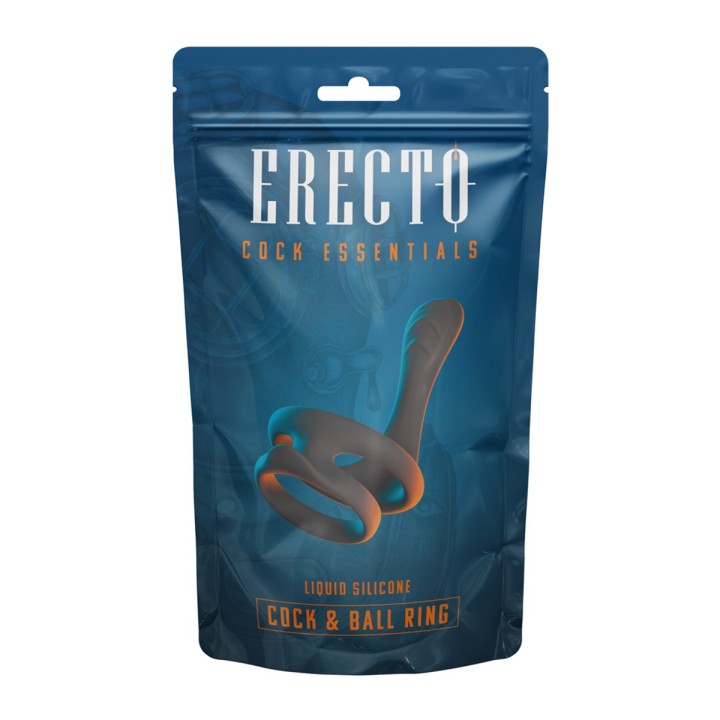 Cock & Ball Ring liquid silicone avec écarteur de périnée - Erecto - Oralove