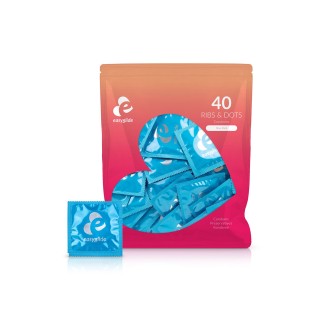 40 préservatifs Ribs and Dots - EasyGlide - Oralove