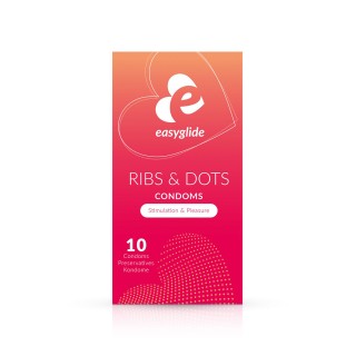 10 préservatifs Ribs and Dots - EasyGlide - Oralove